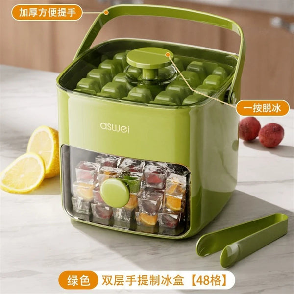New 48-Ice Cube Maker with Easy Glide Double Layer Food-Grade Tray
