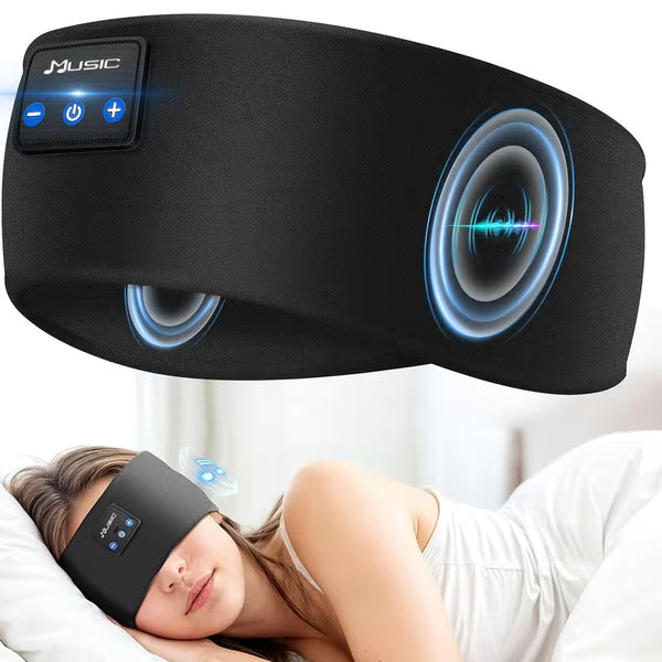 عصابة رأس وسماعات نوم لاسلكية (3 في 1) مخصصة لمن ينامون على الجانب، مع ميزة الشحن عبر USB