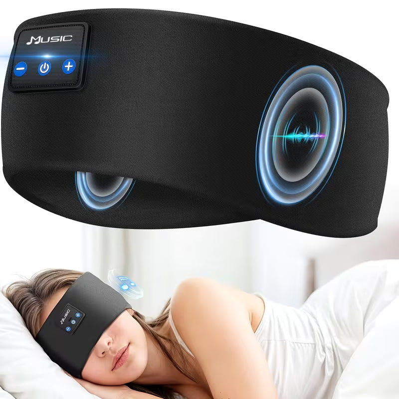 عصابة رأس وسماعات نوم لاسلكية (3 في 1) مخصصة لمن ينامون على الجانب، مع ميزة الشحن عبر USB
